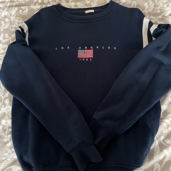 Brandy Melville Other - Brandy Melville Navy Blue Los Angeles 1984 Crew Neck Sweater